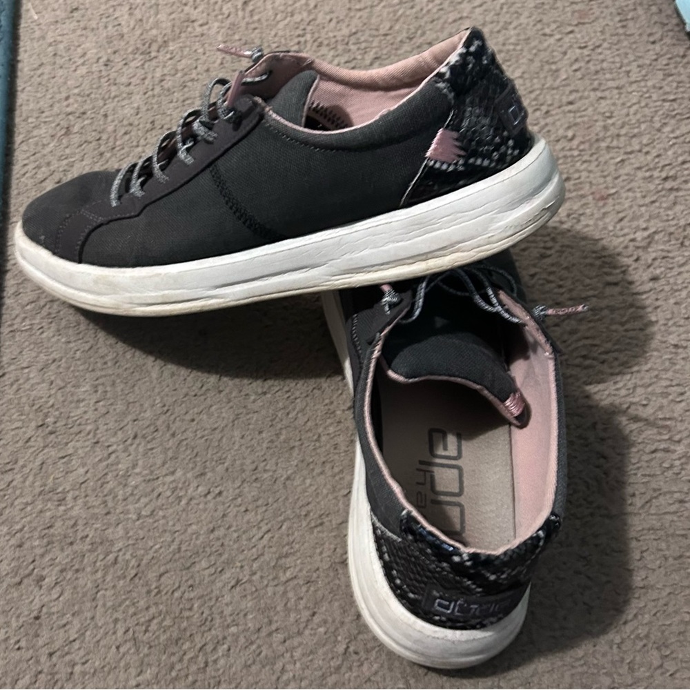 Hey Dude Black and Pink Sneakers